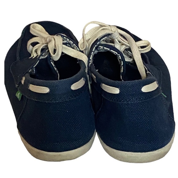 SANUK MEN’S CASA BARCO NAVY white laces SIDE WALK Boat SHOES size 9 UK8 Euro42 - Picture 7 of 8